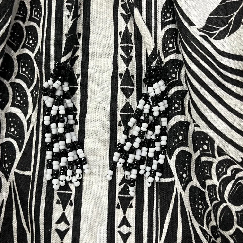 NEW FARM Rio Floral Tapestry Monochrome Long Sleeve Mini Dress Size Small - Picture 7 of 9